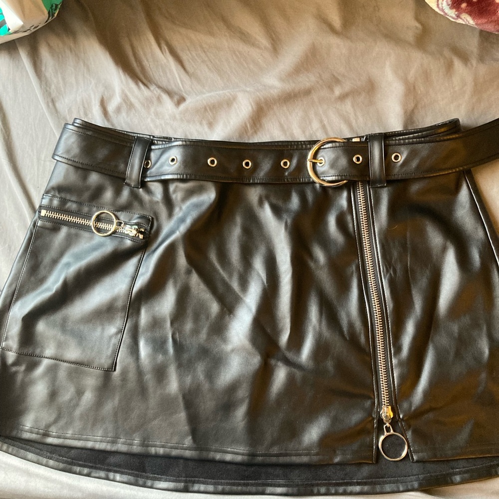 Faux leather skirt with a pocket